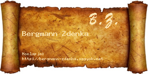 Bergmann Zdenka névjegykártya